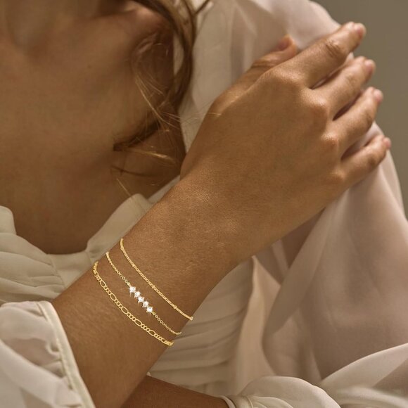 Silver Bracelets for Women, Dainty Stackable Silver Bracelets for Women Trendy S - Picture 2 of 8